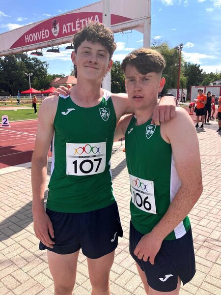Harry Cahill and Rhys Johnson representing Ireland at the FIESC games.