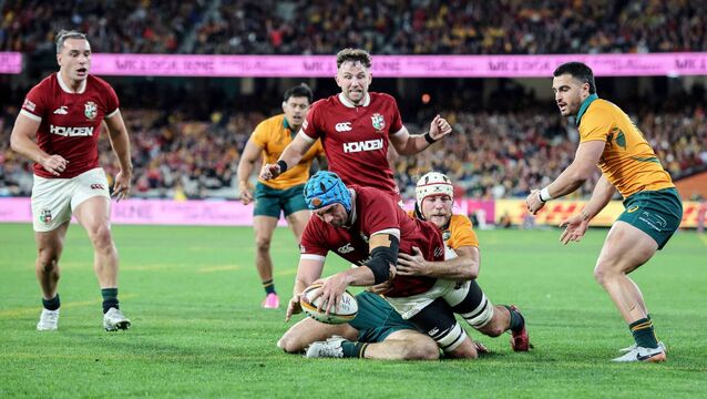 <p>Tadhg Beirne scores a crucial second half for the Lions as they came from behind to beat Australia in Melbourne Photo: ©INPHO/Dan Sheridan</p>