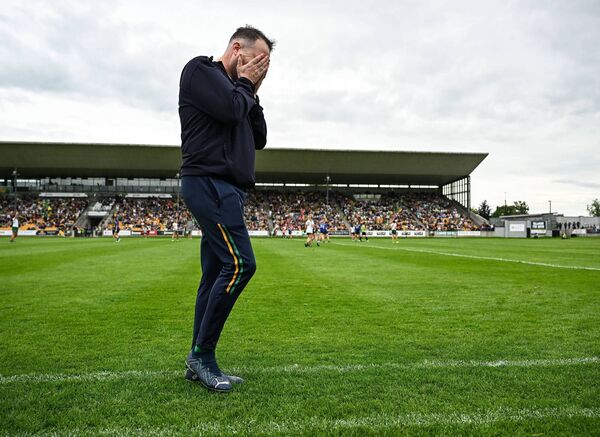 Shane McCormack's reaction at the final whistle of the All-Ireland semi-final after Meath's win over Kerry Photo: Piaras Ó Mídheach/Sportsfile 