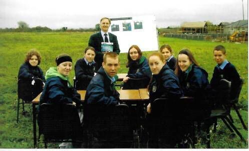 Richard Daly protesting at a Hedge School on what was to become the site of the new Athy College 
