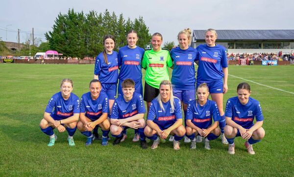 The Newbridge Town line up before this evening's Sports Direct Women's FAI Cup quarter-final against Bohemians Photo: Aisling Hyland