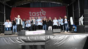 <p>Lisa Nagle leading the Newbridge Gospel Choir recently at Taste of Kildare Photo: Jimmy Fullam</p>