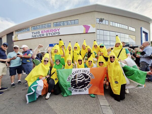 Members of Naas RFC were in Brighton to support Ruth Campbell and Ireland today Photo: Aisling Hyland
