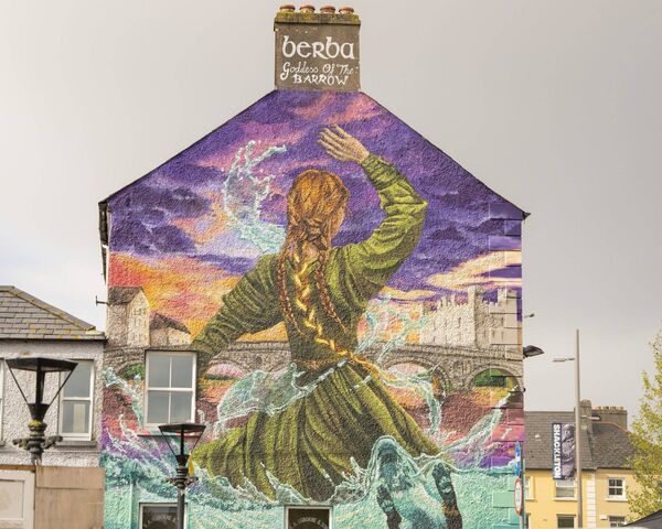 Shauna Blanchfield's 'Berba, goddess of the Barrow' mural at Emily Square in Athy
