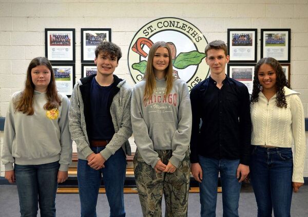 St Conleth's Community College, Newbridge students Victoria Lisowska, Christian Kenny, Anastasia Zakharova,  Maxim Boscov and Molly Abduali who achieved fantastic results in the recent Leaving Cert Exams