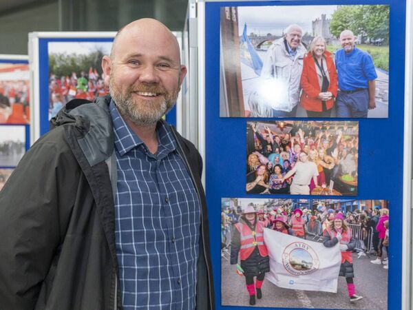Clifford Reid, delighted to see himself in the Athy Photographic Society Exhibition in the Library.
