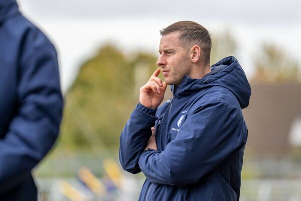 Naas manager Philly McMahon watches on as his side overcame Celbridge at Cedral St Conleth's Park, Newbridge