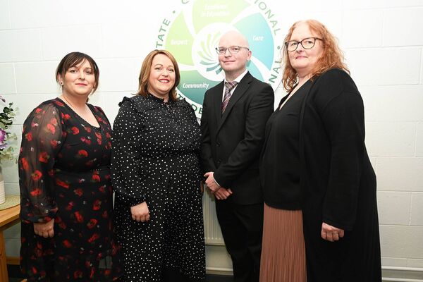 Nicola Whelan, Deirdre Fitzgearld, Gary Evans (deputy principals) and principal Patricia O'Brien Nicola Whelan, Deirdre Fitzgearld, Gary Evans (deputy principals) and principal Patricia O'Brien