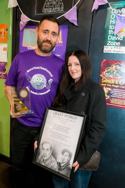 Winner of the Recovery Champion Award Darren Scanlon with his wife Anne Scanlon 
