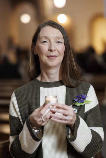Heart transplant recipient Gillian Curtis from Athy, Co Kildare pictured attending the Irish Kidney Association 40th Annual Service of Remembrance and Thanksgiving, which drew a congregation of approximately 1,500 people from across Ireland and overseas to the Church of the Holy Child, Whitehall, Dublin Photos: Conor McCabe Photography