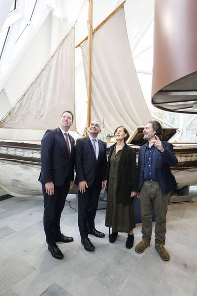 Minister for Agriculture, Food and the Marine, Martin Heydon, T.D. and Minister for Rural and Community Development and the Gaeltacht, Dara Calleary, T.D. are pictured with Alexandra Shackleton, granddaughter of Ernest Shackleton and Patrick Shackleton, great grandson of Ernest Shackleton were pictured at the launch of the Shackleton Experience, Athy, Minister for Agriculture, Food and the Marine, Martin Heydon, T.D. and Minister for Rural and Community Development and the Gaeltacht, Dara Calleary, T.D. are pictured with Alexandra Shackleton, granddaughter of Ernest Shackleton and Patrick Shackleton, great grandson of Ernest Shackleton were pictured at the launch of the Shackleton Experience, Athy,