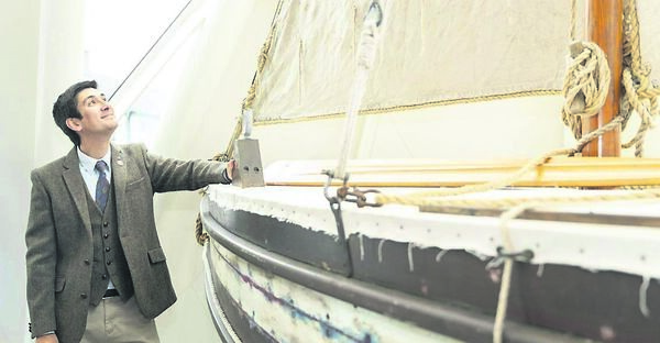 This the man who built this boat - a replica of the James Caird Photo: Aisling Hyland This the man who built this boat - a replica of the James Caird Photo: Aisling Hyland