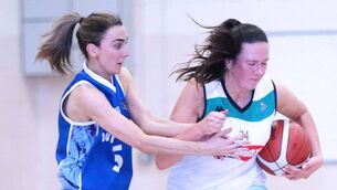 <p>iffey Celtics Aine O'Connor is stopped by Waterford Wildcats' Helena Rohan Photo: Noel Browne</p>