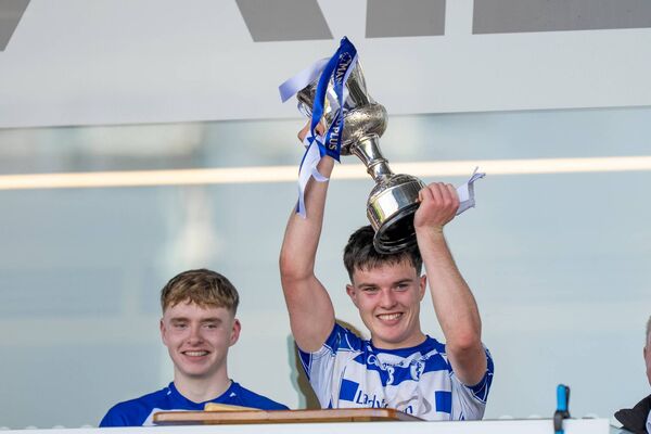 Cian McKevitt lifts the trophy. Cian McKevitt lifts the trophy.