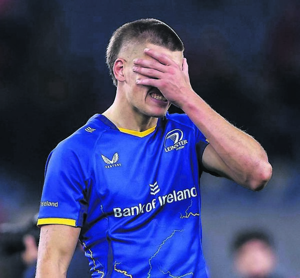 Leinster’s Sam Prendergast suffers the pain of defeat Photo: ©INPHO/Ben BradyLR
Leinster’s Sam Prendergast suffers the pain of defeat Photo: ©INPHO/Ben BradyLR