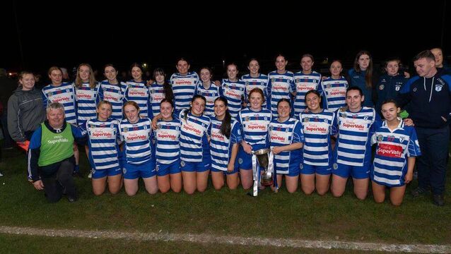 <p>The Naas team in Cedral St Conleth's Park after the trophy presentation Photo: Aisling Hyland</p>