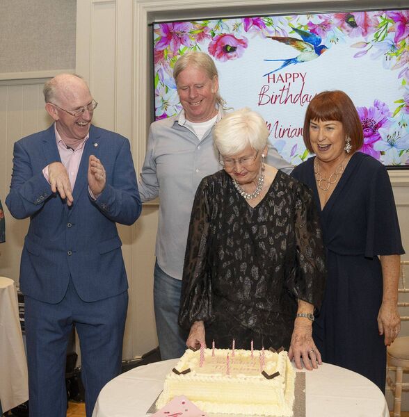 Miriam cuts the cake at her 90th birthday party in the Clanard Court Hotel, Athy Photos: Aisling Hyland