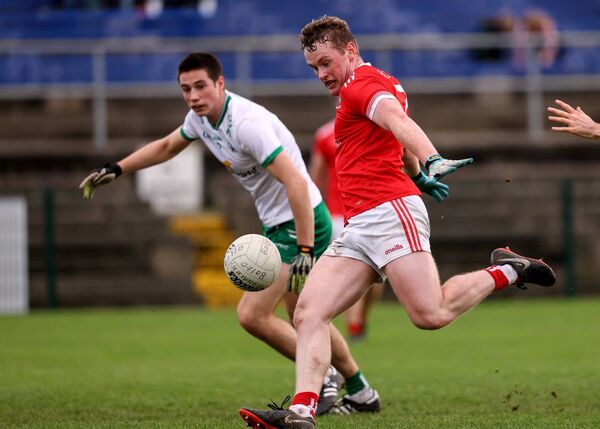 James McGrath scores Athy's third goal in the win over Baltinglass Photo: ©INPHO/Ben Brady