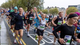 <p>Michelle McCabe during the Dublin City Marathon.</p>