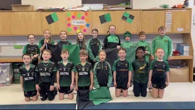 Cadamstown National School pupils show their support for Balyna 