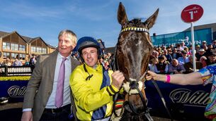 <p>Trainer Barry Connell and jockey Sean Flanagan celebrate winning c Champion Chase at Punchestown with Marine Nationale Photo: ©INPHO/Morgan Treacy</p> <p>Trainer Barry Connell and jockey Sean Flanagan celebrate winning c Champion Chase at Punchestown with Marine Nationale Photo: ©INPHO/Morgan Treacy</p>