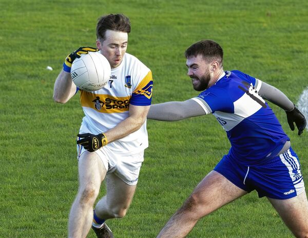 Grangenolvin's Brian Cullen in possession during his team's win over St Brigids Photo: Sean Brilly