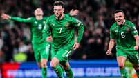 Latest: Troy Parrott double gives Ireland the lead as Ronaldo sent off for Portugal