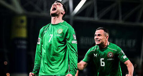 Troy Parrott’s double earns Ireland famous victory as Ronaldo sees red