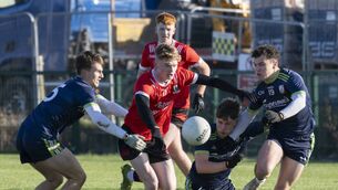 <p>Ronan Kelly of Ardscoil Na Trionoide was heavily marked throughout the game 	Photo: Aisling Hyland</p>