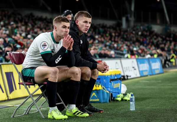Jack Crowley and Sam Prendergast together in the sin bin during Ireland's defeat to South Africa at Aviva Stadium, Dublin. Photo: ©INPHO/Dan Sheridan Jack Crowley and Sam Prendergast together in the sin bin during Ireland's defeat to South Africa at Aviva Stadium, Dublin. Photo: ©INPHO/Dan Sheridan