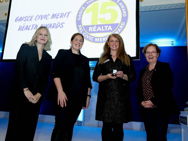 • From Left to Right: Áine Kerr, Gaisce Chairperson, Fiona Coghlan, Irish Rugby International, Claire Molloy, Patrician Secondary School and Avril Ryan, Gaisce CEO. 