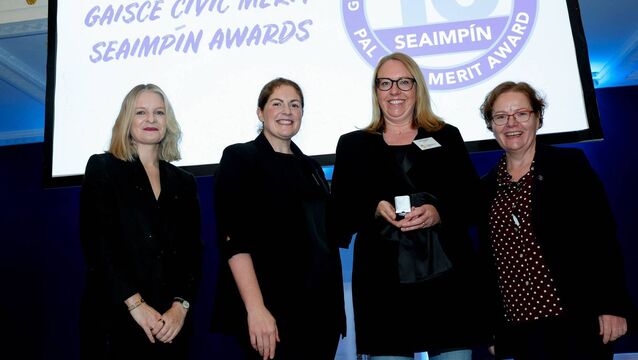 From Left to Right: Áine Kerr, Gaisce Chairperson, Fiona Coghlan, Irish Rugby International, Frieda Bent KARE and Avril Ryan, Gaisce CEO. <p>From Left to Right: Áine Kerr, Gaisce Chairperson, Fiona Coghlan, Irish Rugby International, Frieda Bent KARE and Avril Ryan, Gaisce CEO.</p>
