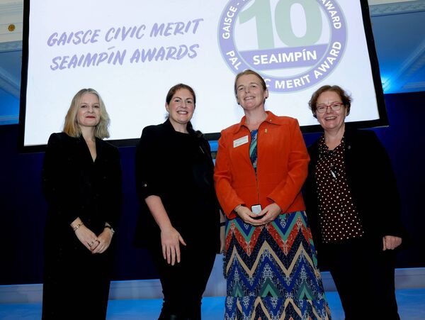From Left to Right: Áine Kerr, Gaisce Chairperson, Fiona Coghlan, Irish Rugby International, Vanessa Bagnall, Scoil Mhuire Community School and Avril Ryan, Gaisce CEO.