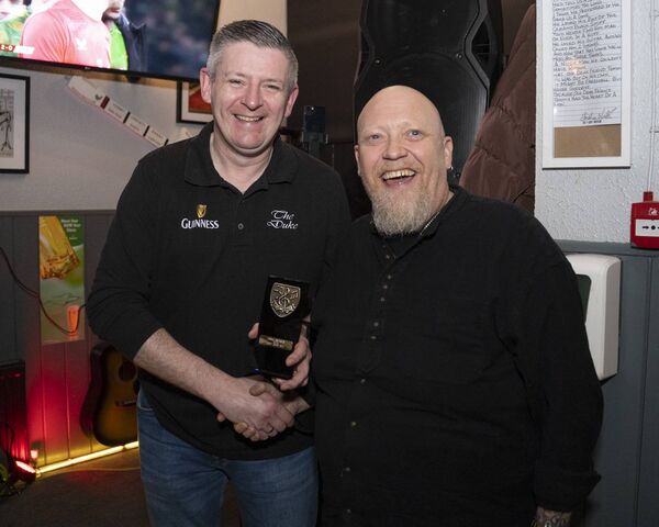 Brendan Kelly presents Christy Davy with the Best Irish Act Brendan Kelly presents Christy Davy with the Best Irish Act