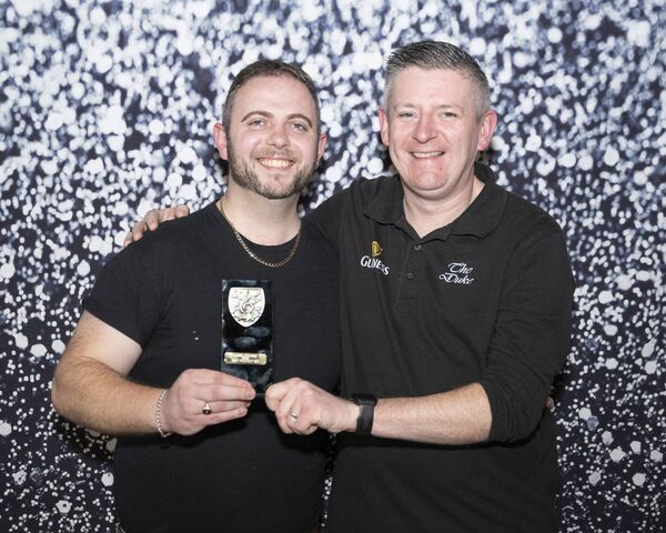 Jacko Maher winner of Best Country Set and Best One Man Show presented by Brendan Kelly of The Duke Jacko Maher winner of Best Country Set and Best One Man Show presented by Brendan Kelly of The Duke