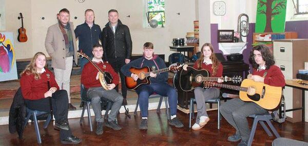 6th year music students who performed and entertained on the day with past pupils Brian Kehoe, Alistar Fingelton and Michael English