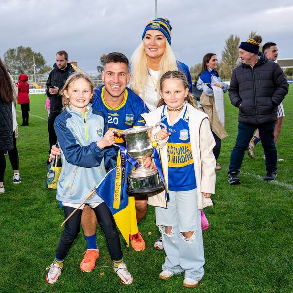 Timmy Doyle with his wife Siobhan and daughters Erica and Giorgia after Grangenolvin's Kildare county final win Photo: James Lawlor Timmy Doyle with his wife Siobhan and daughters Erica and Giorgia after Grangenolvin's Kildare county final win Photo: James Lawlor