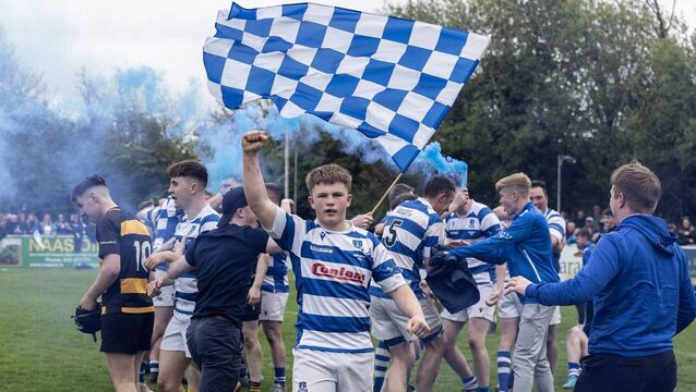 <p>Darragh Farrell leads the Athy celebrations after his penalty clinched the 2025 Towns Cup, the club’s first time to lift the famous trophy in 41 years.</p>
