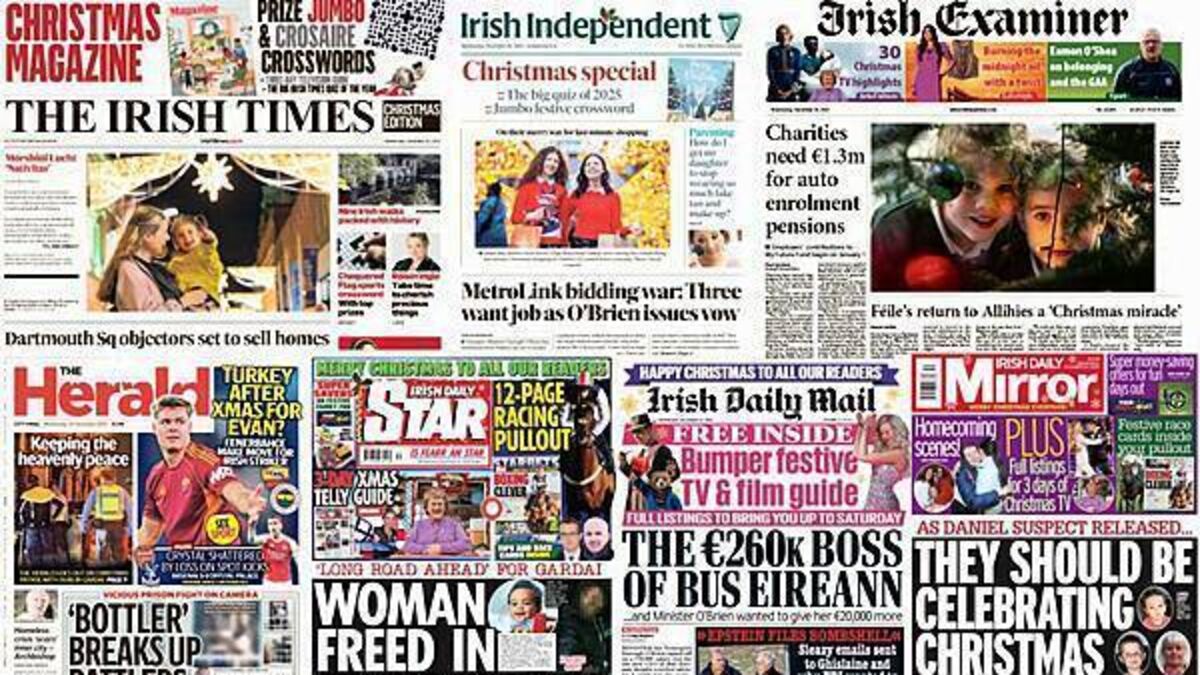What the papers say: Wednesday's front pages