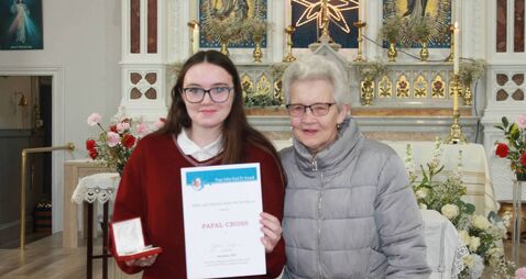 Kildare student awarded prestigious Papal Cross 