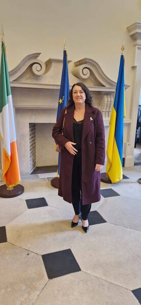 Samantha Vaughan at the Dáil for the launch of the White Ribbon for Lung Cancer