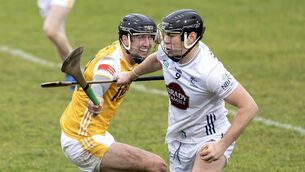 <p>Kildare's Cathal McCabe evades the challenge of Sean Duffin during the Dioralyte Walsh Shield semi-final at Manguard Park. Photo: Sean Brilly</p> <p>Kildare's Cathal McCabe evades the challenge of Sean Duffin during the Dioralyte Walsh Shield semi-final at Manguard Park. Photo: Sean Brilly</p>
