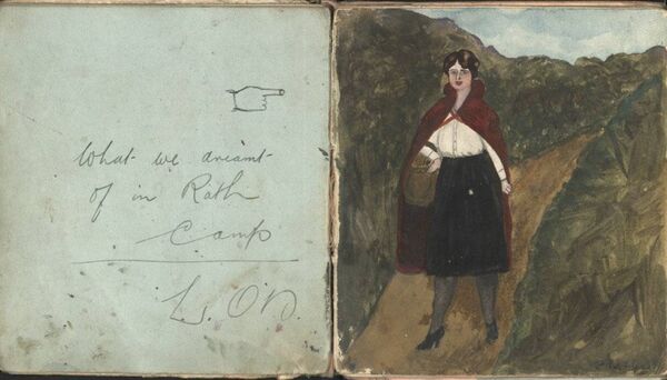 A drawing in the 1921 autograph book from the internment camp on The Curragh
