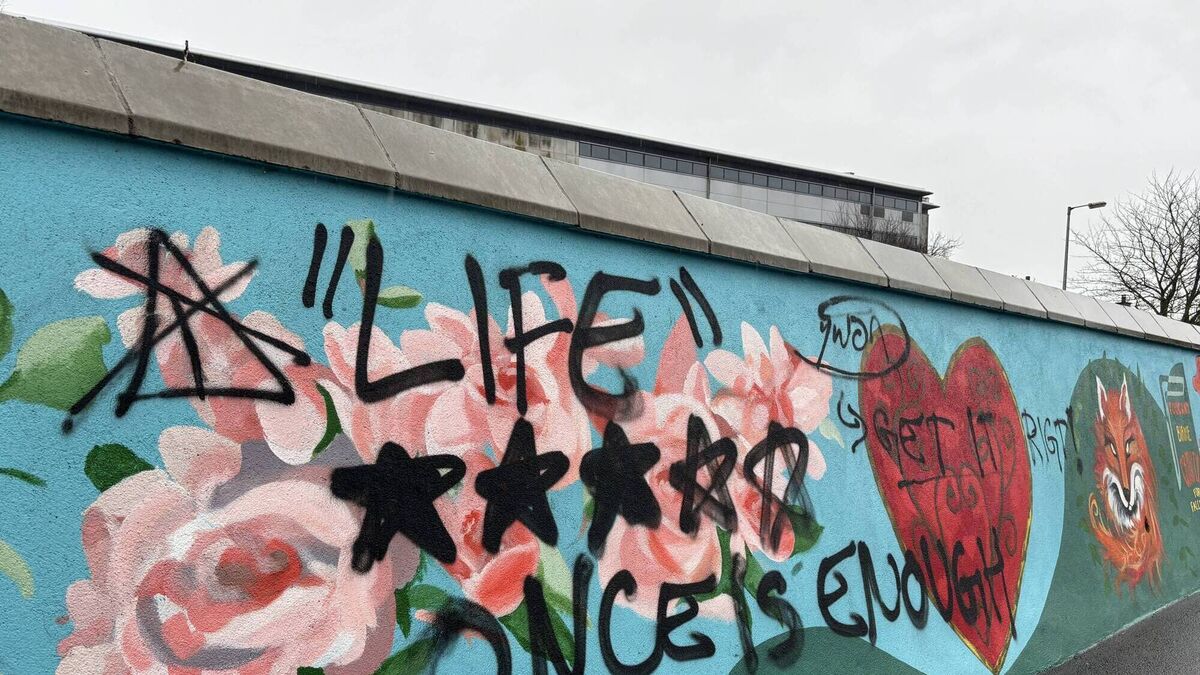 Mural destroyed with graffiti
