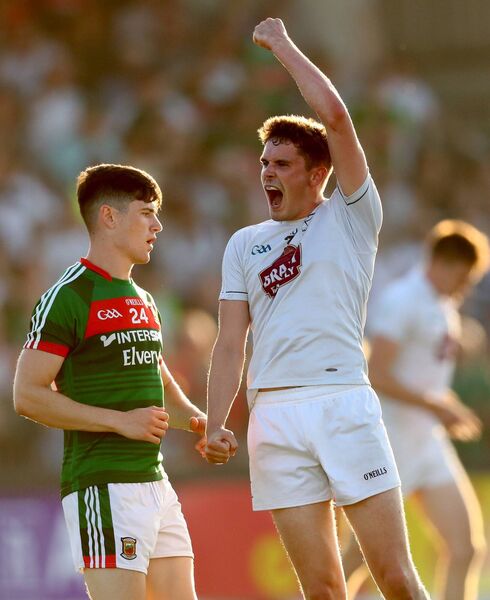 Punching the air in delight after the famous win over Mayo at St Conlethst Park in 2018 Photo: ©INPHO/James Crombie