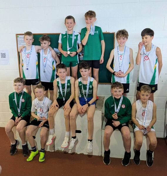 Boys u12 Relay medal winners: St Coca's A, Newbridge, St Coca's B.