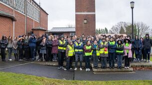 <p>Curragh Community College students protested poor school conditions</p> <p>Curragh Community College students protested poor school conditions</p>