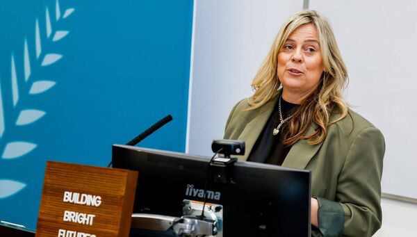 Professor Katriona O'Sullivan speaking at the STEM Passport for Inclusion graduations in Maynooth University