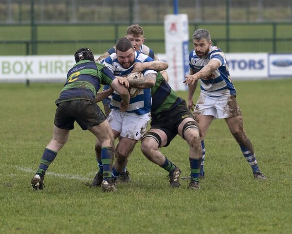 Shane Horgan with a strong carry for Athy in their Leinster League Division 1A win over Seapoint. 