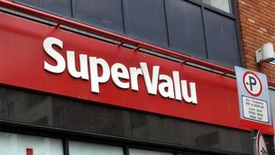 <p>19th September 2024, Dublin, Ireland. A SuperValu supermarket in Dublin city centre with Polish writing on the window, promoting itself to the Polish community in Dublin.</p>